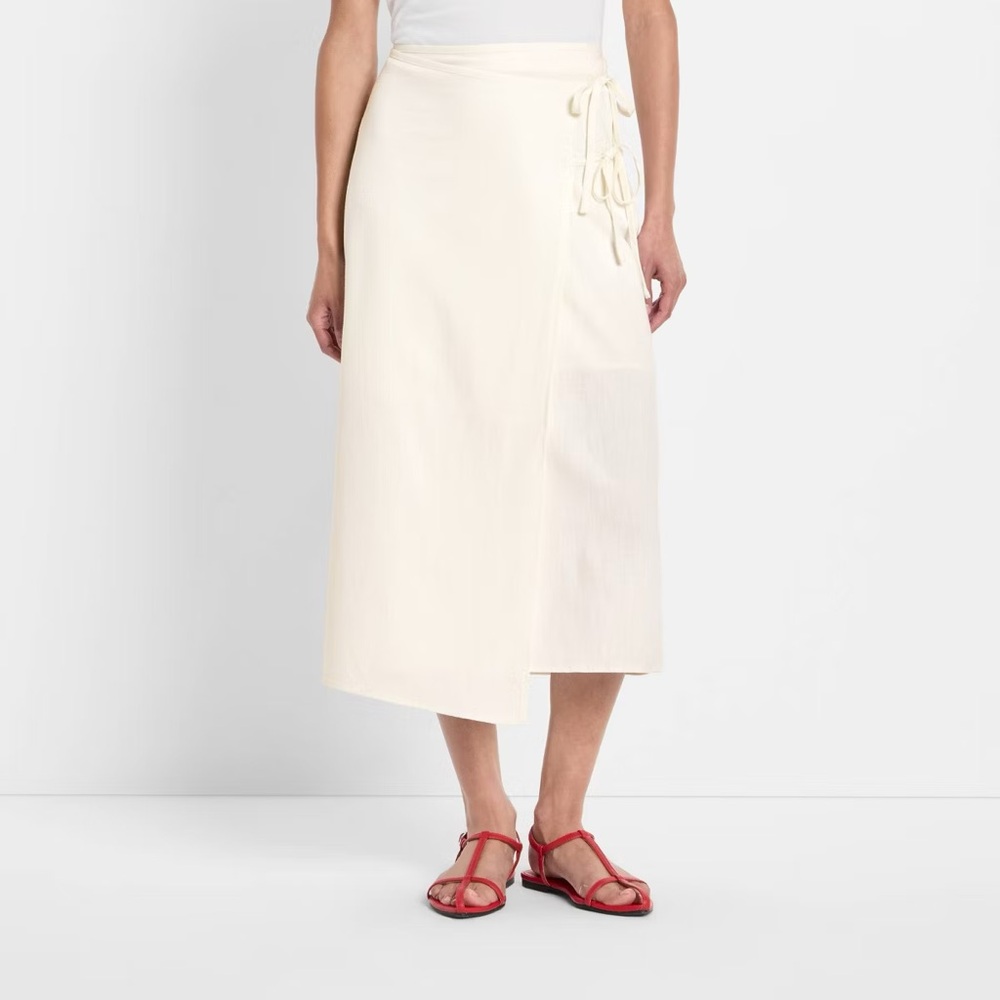 Mid-Rise Linen Midi Wrap Skirt Future Collective Target White